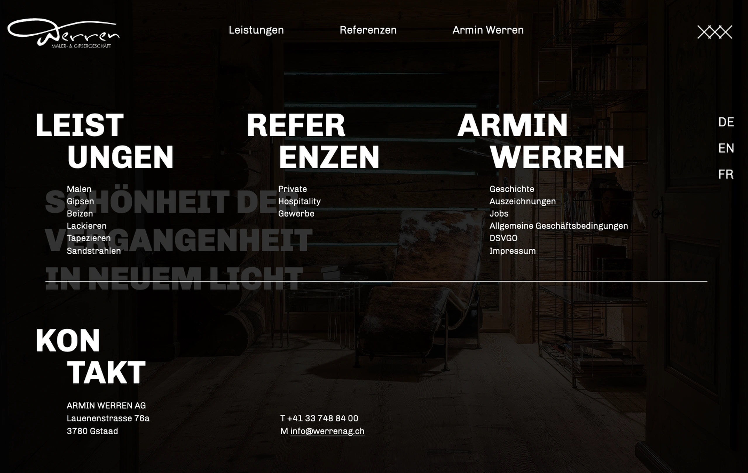 Website Relaunch Armin Werren AG – Innenraumgestaltung Gstaad Webdesign E621